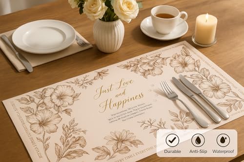Image of YELONA Leather Dining Table Placemats Set of 2 - Waterproof, Heat Resistant, Anti-Slip, Easy to Clean Table Mats for Dining Table, Kitchen & Home Decor (Blush Pink, 40 x 30 cm)
