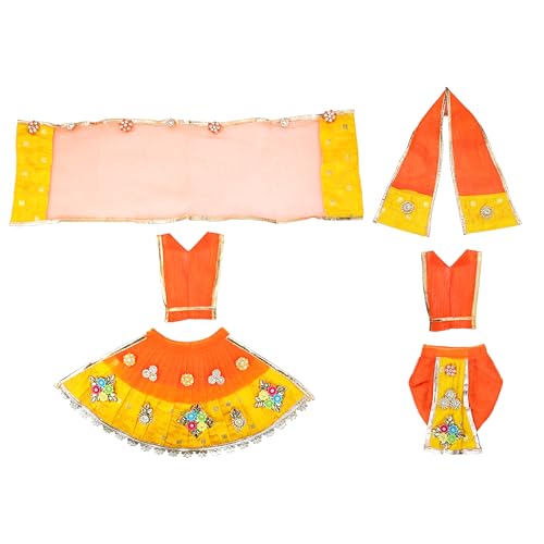 Conjunto decorativo de vestido Poshak Radha-Krishna y Ganesh-Laxmi para estatua 4"