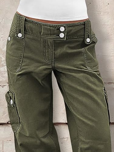 Flamingals Wide Leg Cargo Pants for Women Mid Rise Casual Baggy Straight Leg Pants with Pockets2