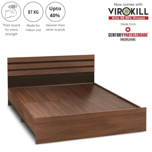 Image of DELITE KOM Cocoa Engineered Wood Queen Without Box Bed (Finish Color Acacia Dark Delivery Condition Knockdown)
