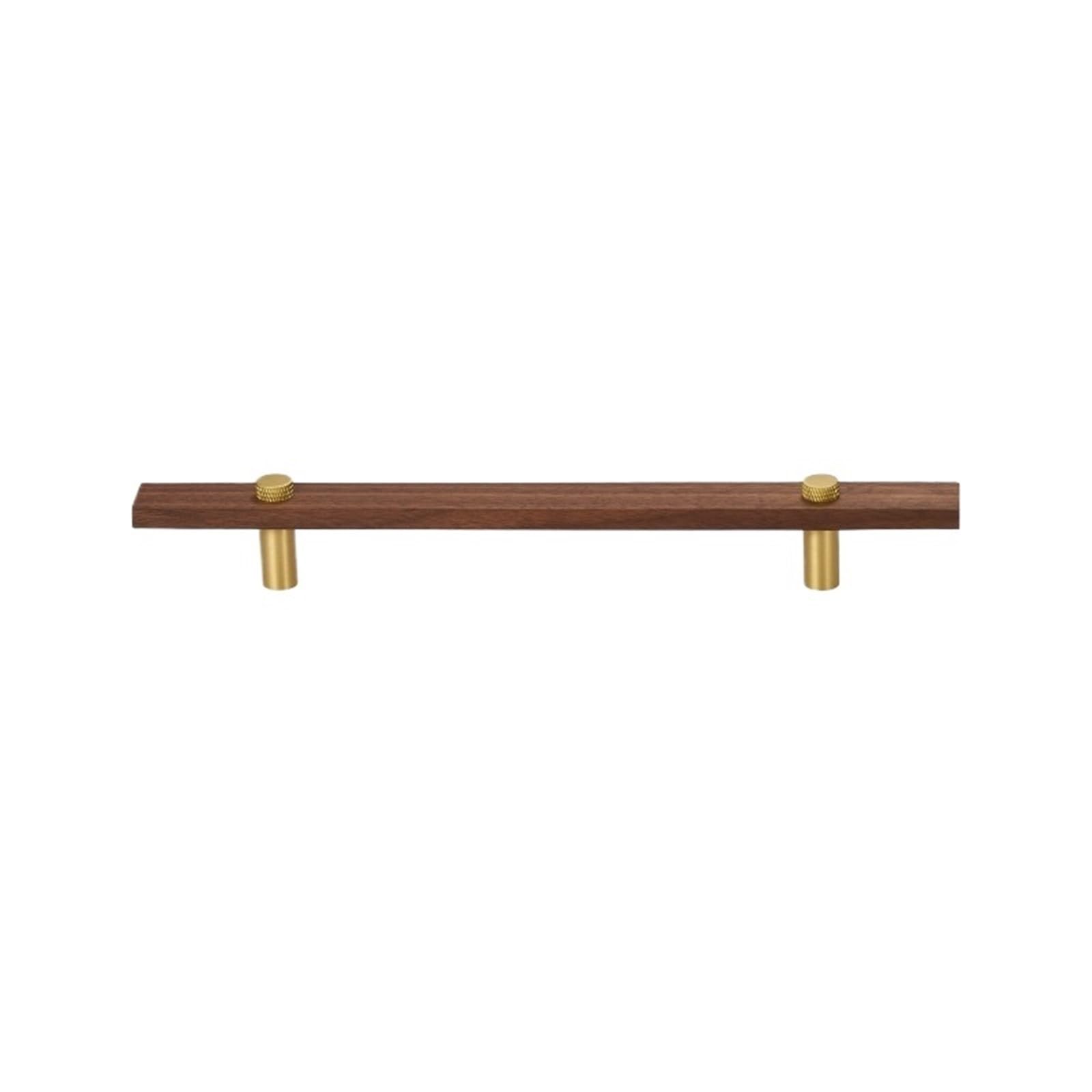 LADFRTYU Wooden Handles 2pcs Walnut Brass Furniture Handles Long Modern Pulls Cupboard Wardrobe Dresser Shoe Box Wine Bar Drawer Cabinet Knobs(L250xW22.5xH36xC160mm-B)