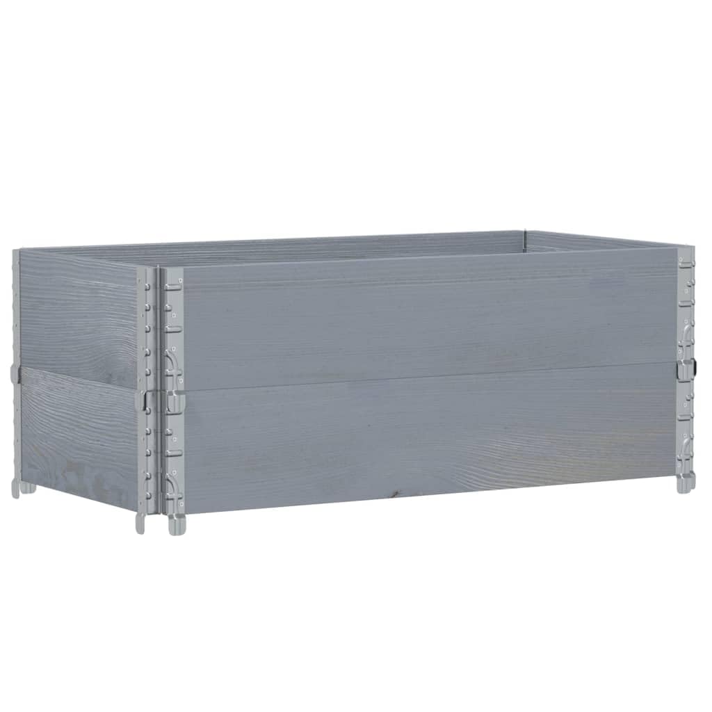 Paretali per Pallet 2pz Grigi 100x50cm Legno Massello di Pino, Movimentazione di Materiali,Pianali di carico e Pallet, 13kg-4010284