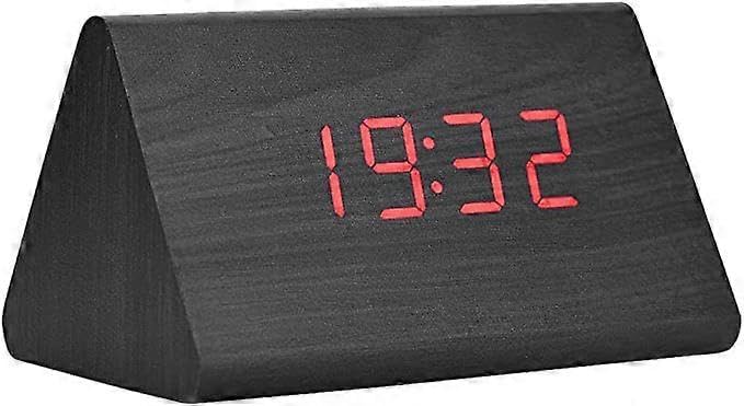 Horloge en bois LED pour chambre et bureau avec thermomètre intégré
