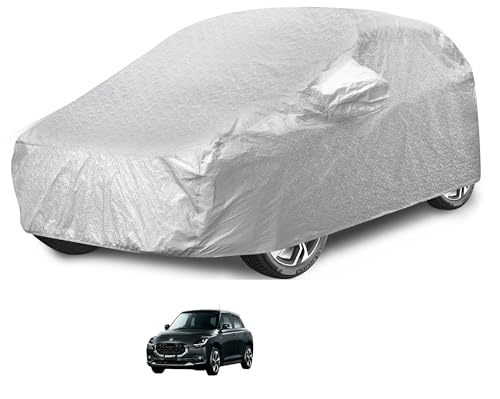 Image of Auto Hub Waterproof Car Cover Compatible with Maruti Swift (Model : 2024-Till Date) with Mirror Pocket, Soft Cotton Lining, Waterproof Swift 24 Car Cover- Metallic Silver