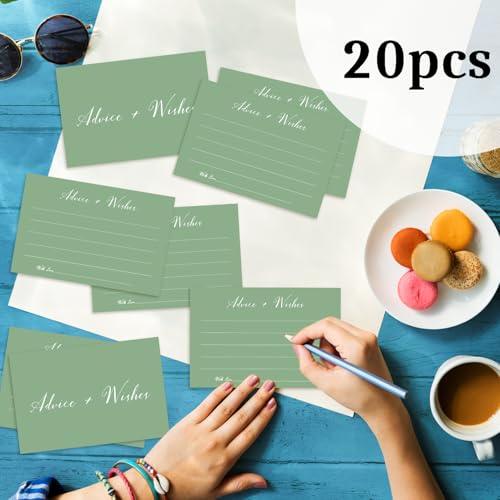 Zgogy Green Advice And Wishes Cards, Advice Cards For Bridal, Wedding, Baby Shower, Mr And Mrs, Graduation, Wishes For Baby Cards Baby Shower, Pack Of 20 4x6 Cards Double Sided Print -03