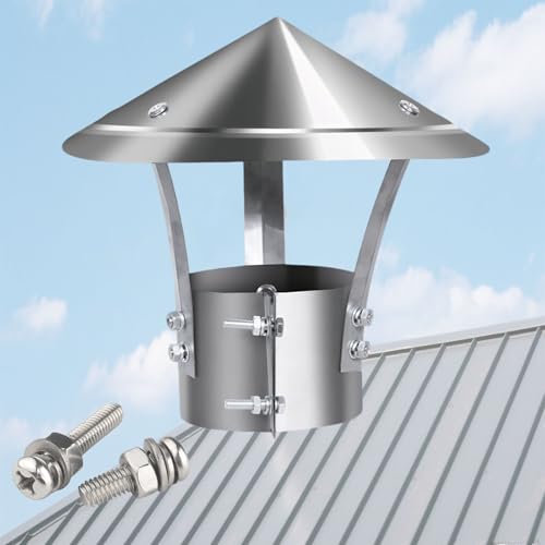 YJSGHRHL Chapeau de Cheminée Poêle, Capot de Tuyau de Cheminée, Capuchon de Cheminée Anti Pluie for Conduit de 180-240mm de diamètre, Couvercle de Vent for Toit, avec des vis métalliques(17cm)
