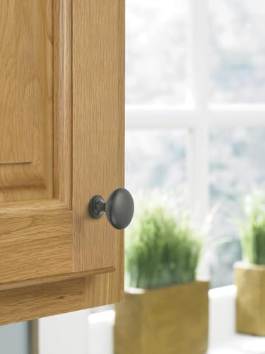 Image of Amerock 10 Pack 1-1 /4 inch Round Edona Matte Black Cabinet Knob | Durable Zinc drawer knob and cabinet hardware, ideal for kitchen cabinets, bathroom vanities, dressers, and furniture