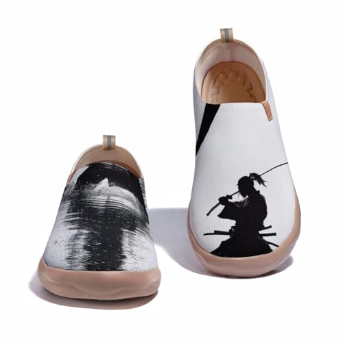 Men's Knitted Mesh Lightweight Sneakers Slip Ons Walking Casual Loafers Comfortable Art Painted Travel Shoes