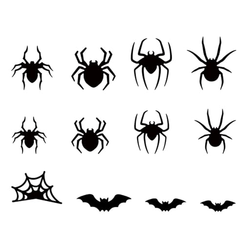 Glowing Spiders Bat Halloween Window Clings with Design Battery Operated LED Lights for Holiday Decors Flickering LED Halloween 