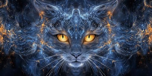 Pintar por Numeros Adultos Gato Pintar por Numeros Fantasía DIY Manualidades Adultos Lienzos Para Pintar Kit con 3 Pinceles Pigmento Acrílico, Room Home Decor 70X140CM, Regalos Originales para Mujer