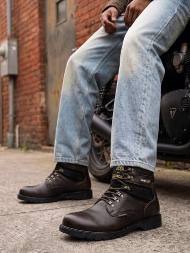 Image of Bacca Bucci Mens 6 inches Premium Steel Toe Cap Real Grain Leather Outdoor Laceup Boots /Warranted Qualtiy & Durable Boot
