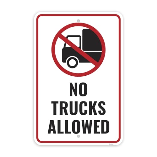 1PC No Trucks Allowed Sign, 18 x 12 Inches - Aluminum - No Delivery Vehicles Beyond This Point Driveway Sign