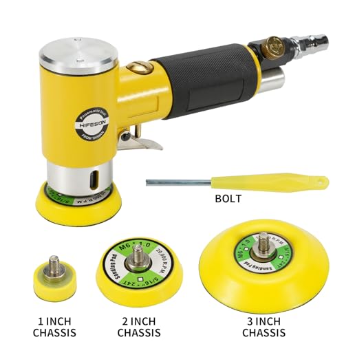 1/2/3 Inch Air Sander Sets For Car Polishing, High Speed Air Mini Polisher, Pneumatic Mini Orbital Sander Set with 27 Polishing Buffing Pads,30 Sandpapers