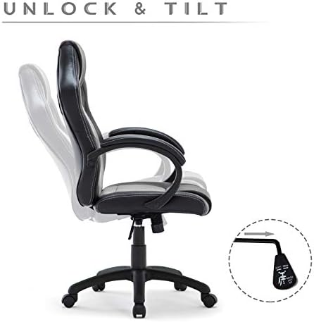 IntimaTe WM Heart Gaming Chair Ergonomic Office Chair Swivel Racing Chair High Back Desk Chair Reclining Computer Chair Executive PC Gamer Chair Adjustable Task Chair with Headrest Armrests Grey