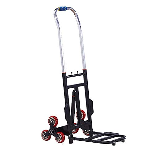 Trolley Bag Cart, Portable Folding Hand Truck Stair Climber, 6 Mute Wheels Hand Heavy Duty, Iron Collapsible Household Grocery Cart