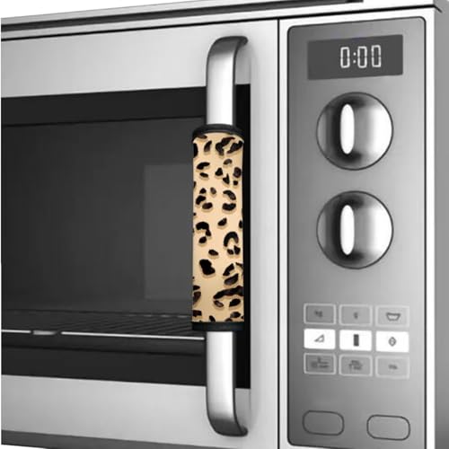 Image of Refrigerator Door Handle Covers Set of 6 Kitchen Appliance Decor Handles Washable Waterproof Anti-Stain Oven Stove Handle Protector Kitchen Decor and Accessories, Leopard Print