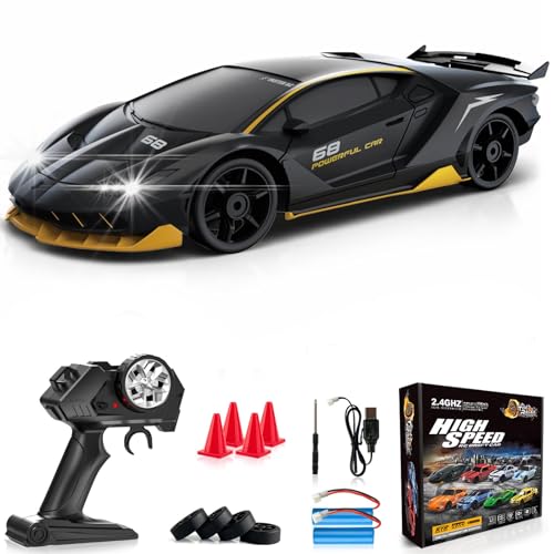 LFOLUSU Remote Control Car RC Drift Car 2.4GHz 1:24 4WD 15KM/H High Speed Racing Sport Car with LED...