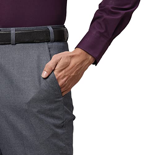 Image of Park Avenue Men's Polyester Blend Dobby Pattern Smart Fit Flat Front Formal Trouser