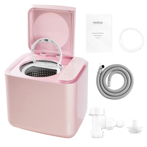Portable Mini Washing Machine, 1.76lb Small Load Washer with Drain Pump for Bra Underwear Socks Sports Dry Cloth (PINK)
