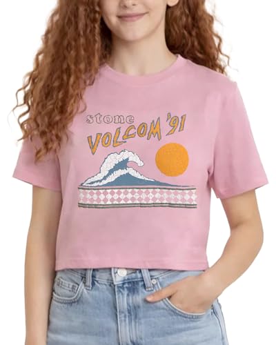 Image of Volcom Girls Shirts - Casual Crewneck Short Sleeve Graphic Tee Trendy Tops - Breathable Girls Summer Clothes