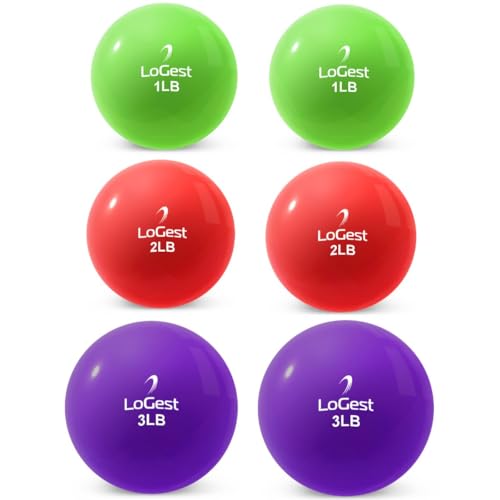 Logest Weighted Toning Exercise Balls Pair - Round Shape Medicine Ball - 1LB 2LB 3LB 4LB 5LB 6LB Available - Toning Muscle for Men & Women (Set - 1LB 2LB 3LB Pair (6 Balls Total))