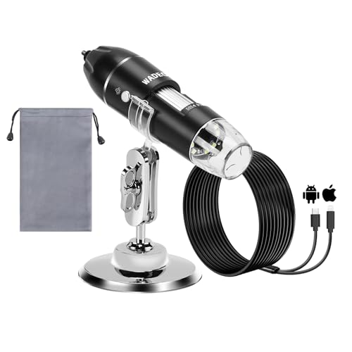 Microscope Digital USB 1440P HD avec Grossissement 50X-1600X, Caméra d'inspection Portable, sans Fil avec 8 LED et Support, Compatible avec iOS, Android, Tablet