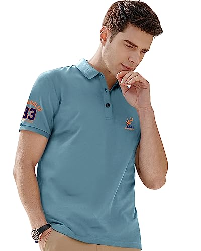 Image of EYEBOGLER Regular Fit Mens Polo Neck Half Sleeve Soild Casual Tshirt