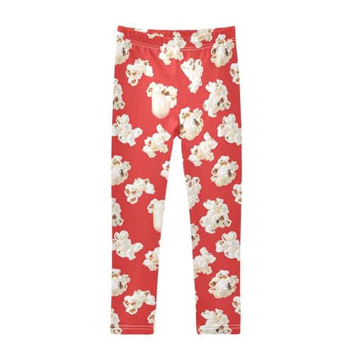 Girls Leggings Popcorn Red Print Soft Toddler Leggings for Girls Kids Pants Size 4T-10T