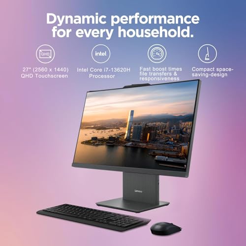 Image of Lenovo IdeaCentre 27 inch All-in-One Desktop Computer, QHD Touchscreen Display (110Hz Refresh Rate), 10-Core Intel Core i7 13620H, 32GB DDR5 RAM, 1TB PCIe SSD, WiFi 6, RJ45, Win 11, Keyboard & Mouse