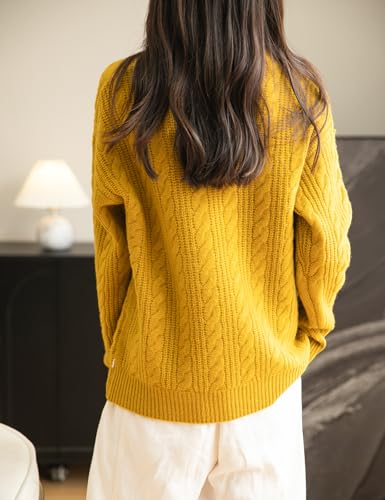 Image of Chanyarn Women's V Neck 100% Merino Wool Oversized Sweater 2025 Fall Winter Vintage Cable Long Sleeve Knit Sweater