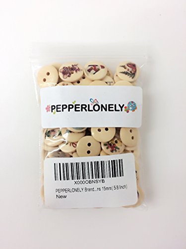 PEPPERLONELY Brand 100PC Christmas 2 Hole Painted Scrapbooking Sewing Wood Buttons 15mm(5/8 Inch)