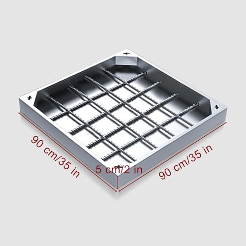 Couvercle de regard invisible acier inoxydable carré 90cm pour fosse septique allée et égout