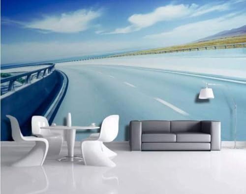 Tzxztt Cielo Azul Nubes Blancas Carretera Espacio Extensión Moderno Papel Pintado 3D Seda Texturizada Primera Calidad Neutros Material Ideal Para SalóN Dormitorio-200cm×140cm