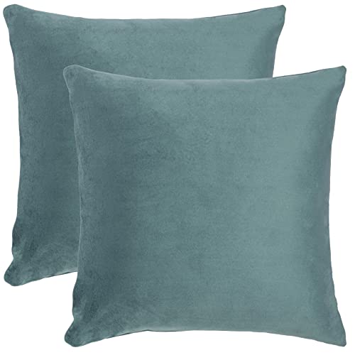Image of Cazimo Velvet Cushion Covers for Bed, Sofa and Couch - 16 * 16 inches | Ideal for Living Room | Set of 2, Green