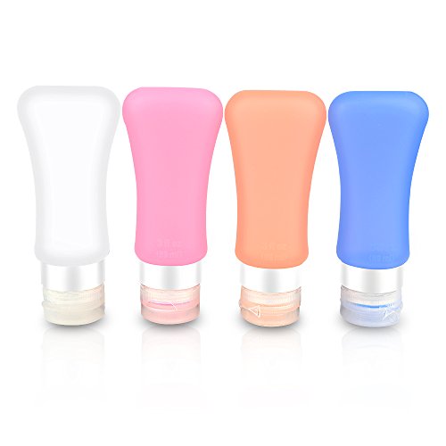 Preisvergleich Produktbild [FDA Zertifiziert]ONSON Silikon Reise Flaschen Set Auslaufsicher BPA frei nachfüllbare Körperpflege-4 Set für Shampoo, Lotion, Sonnenschutz , Toilettenartikel89ML