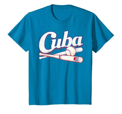 Cuba Shirt Baseball Cuban Flag T-Shirt, Youth, Sapphire Blue, 4T