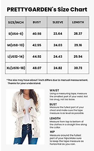 Prettygarden Women's Open Front Cardigan Sweaters Fashion Button Down Cable Kint Chunky Outwear Winter Coats (Beige,Medium) #TOP5