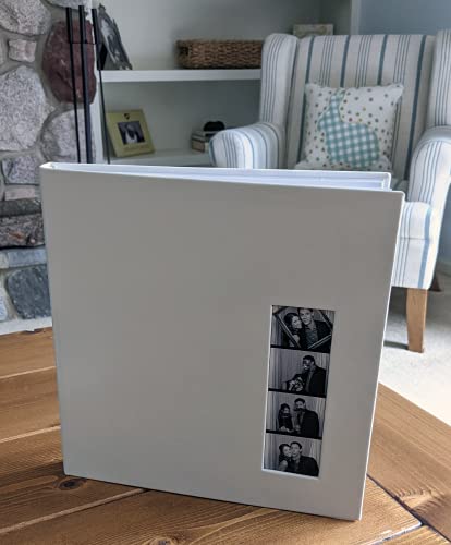 Photo Booth Nook Scrapbook Album (20 Count) - Scrapbooking Journal With Leather Cover - 40 White Pages, 2X6" Cover Picture Slot & Photo Strip Inserts - Wedding, Graduation, Anniversary Photos #TOP6