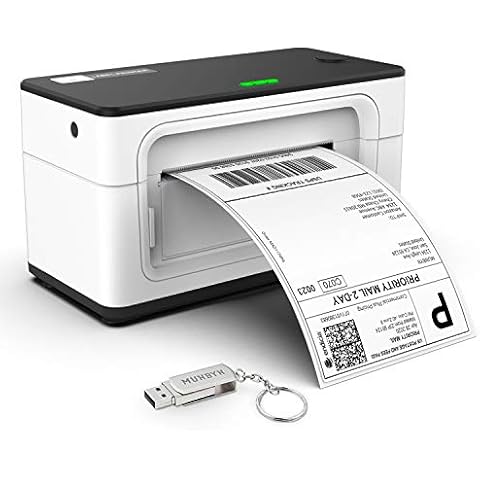 MUNBYN Etikettendrucker DHL Labeldrucker 4XL Ettikettendrucķer USB Label Printer Thermo-Versandetikettendrucker Desktop Etikettendruck für Amazon dpd DHL ups shopify USB Mac/PC Cover