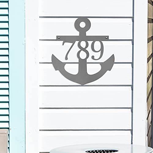 ROCC RUSTED ORANGE CRAFTWORKS Co. - Anchor Address Plaque 15" Coastal House Numbers House Numbers Plaque Beach Nautical House Numbers for Beach House Outside Modern House Numbers Home Address Plaque