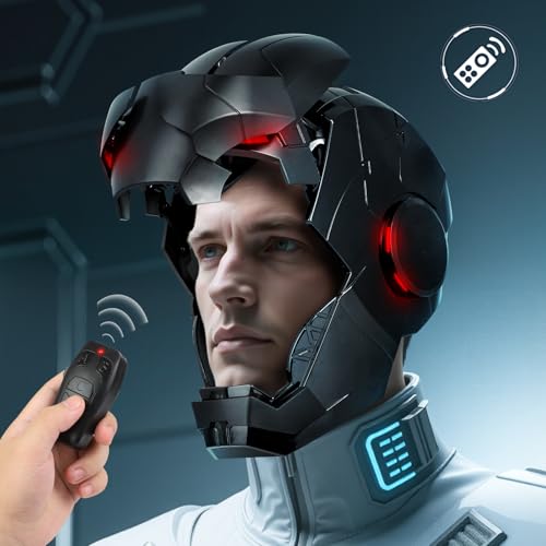 Iron Hero MK 5 Black Edition Helmet for Man – 1:1 Wearable Collectible with Voice, Touch & Remote Control, LED Eyes & Realistic Sound Effects – Cosplay & Display Prop Gift for Adults and Teens