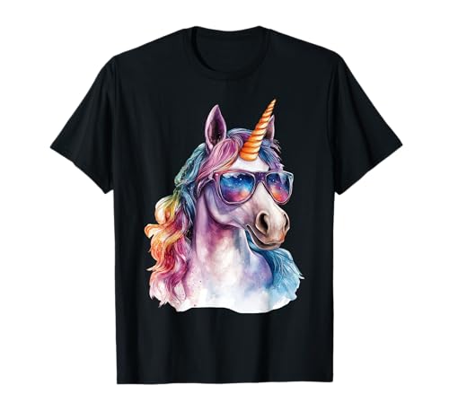 Cute Unicorn wearing Sunglasses Funny Graphic T-Shirt