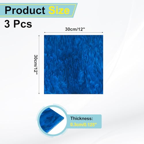 Image of MECCANIXITY 3 Pcs Glitter Pearl Acrylic Sheet,12 inch x 12 inch x 1 /8 inch Pearlescent Cast Pmma Plastic Sheets Extruded Translucent Blanks for DIY Art Crafting Laser Cutting & Engraving,Dark Blue