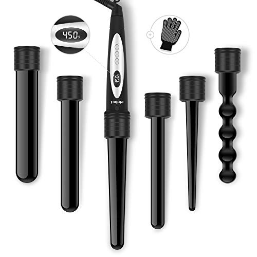 ELEHOT Curling Wand Iron 6 in 1 Set Interchangeable Ceramic Tourmaline Barrels