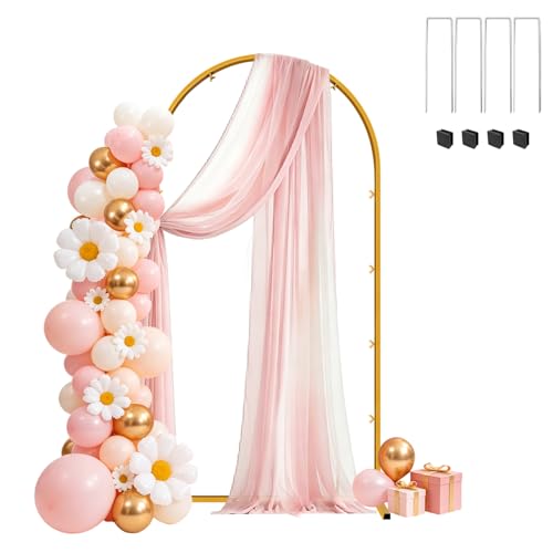 Chesjin 6 FT Wedding Arch Frame Backdrop Stand for Party Balloon Arch Stand Wedding Arches for Ceremony Metal Gold Arch Frame Backdrop Stand for Bridal Baby Showers Birthday Decoration Photo