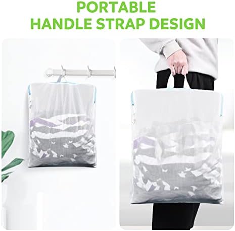 OTraki 2 Pack Mesh Laundry Bag 16x20 inch Wash Bag for Delicates Washing Machine Mesh Bags with Zipper Handle Home Travel Dorm Laundry Bag for Coat Sweater Lingerie Sock White