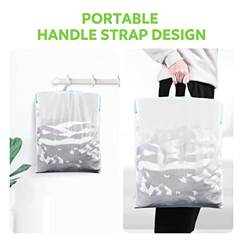OTraki 2 Pack Mesh Laundry Bag 16x20 inch Wash Bag for Delicates Washing Machine Mesh Bags with Zipper Handle Home Travel Dorm Laundry Bag for Coat Sweater Lingerie Sock White