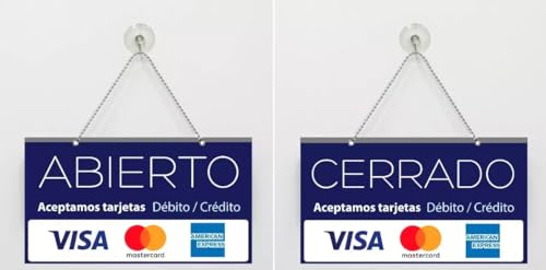 Letrero Abierto Cerrado Aceptamos Tarjetas Visa Mastercard T-A