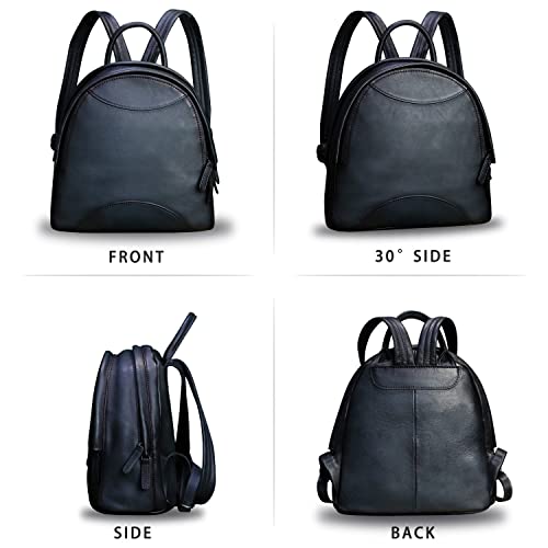 Image of Genuine Leather Backpack Purse for Women Retro Handmade Small Casual Rucksack Satchel Back Bags Knapsack (Darkgrey)