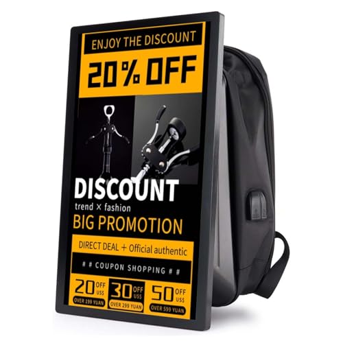 21.5 In Touch Advertising Digital Backpack with 2K LCD Backpack Screen Support Usb/App Remote Input Android 11 4G+32G